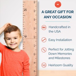 HEADWATERS STUDIO Wooden Growth Chart for Wall - Size Height Chart for Kids, Growth Measuring Board and Kids Height Wall Chart, Growth Chart for Kids, Height Chart for Wall - Natural (63x6.7)