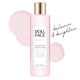 Doll Face Clarify Balancing Toner Glycolic Acid, Willow Bark and Enzymes, for Facial Soothing, Facial Toning 8oz