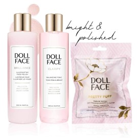 Doll Face Clarify Balancing Toner Glycolic Acid, Willow Bark and Enzymes, for Facial Soothing, Facial Toning 8oz