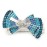 Silver Tone Teal/Light Blue/Sky Blue/Clear Crystal Bow Hair Beak Clip/Concord Clip - 65cm Length