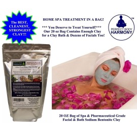 Perfect Body Harmony Sodium Bentonite Premium Clay Powder, Ultra Fine Grade, 20 Ounce (1.25 LB) Bag, Hypoallergenic, For Facial Masks, Hair, Baths, Poultices, XL Size