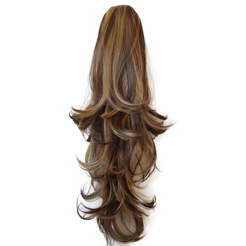 CAISHA 20 Hairpiece Ponytail Clip On Extension With Butterfly Claw Voluminous Wavy Brown Mix H57B CAISHA 20 Hairpiece Ponytail Clip On Extension With Butterfly Claw Voluminous Wavy Brown Mix H57B