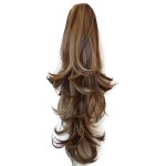 CAISHA 20 Hairpiece Ponytail Clip On Extension With Butterfly Claw Voluminous Wavy Brown Mix H57B