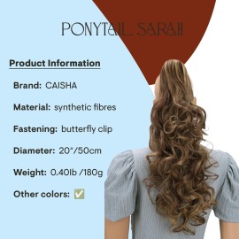 CAISHA 20 Hairpiece Ponytail Clip On Extension With Butterfly Claw Voluminous Wavy Brown Mix H57B CAISHA 20 Hairpiece Ponytail Clip On Extension With Butterfly Claw Voluminous Wavy Brown Mix H57B