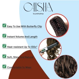 CAISHA 20 Hairpiece Ponytail Clip On Extension With Butterfly Claw Voluminous Wavy Brown Mix H57B CAISHA 20 Hairpiece Ponytail Clip On Extension With Butterfly Claw Voluminous Wavy Brown Mix H57B