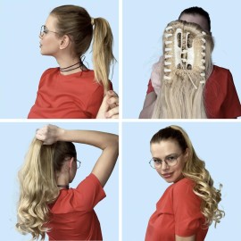 CAISHA 20 Hairpiece Ponytail Clip On Extension With Butterfly Claw Voluminous Wavy Brown Mix H57B CAISHA 20 Hairpiece Ponytail Clip On Extension With Butterfly Claw Voluminous Wavy Brown Mix H57B