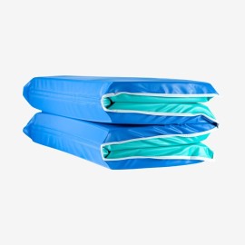 KinderMat, Heavy-Duty 2 Thick Rest Mat, 4-Section Rest Mat, 48 x 24 x 2, Blue/Teal with Grey Binding, Great for School, Daycare, Travel, and Home, Made in The USA