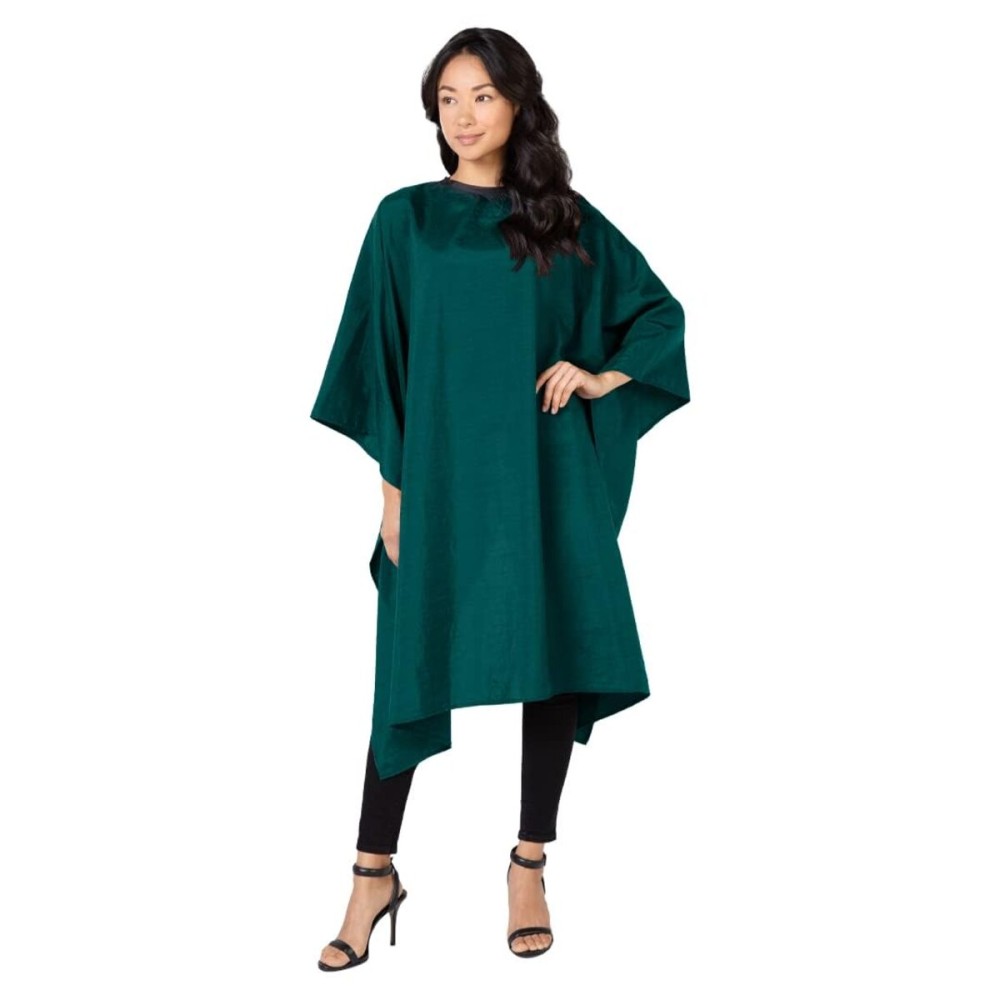 Betty Dain Lightweight Crinkle Nylon Hair Cutting/Styling Cape, Water Resistant, Machine Washable, Permanent Crinkle Nylon, Repels Hair, Snap Closure at Neck, Generous 54 x 60 inch Size, Green