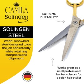 Camila Solingen CS45 Hair Scissors Professional 4.5 Very Sharp Grooming Scissors. Razor Edge Barber Hair Cutting Scissor. Stainless Steel Hair Cutting Shears for Salon. Made of in Solingen, Germany