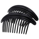 Camila Paris MP978/2 French Hair Side Combs, Black Curved Interlocking Combs French Twist Hair Combs, Strong Hold Hair Clips for Women Bun Chignon, Up-Do Styling Girls Hair Accessories Made in France