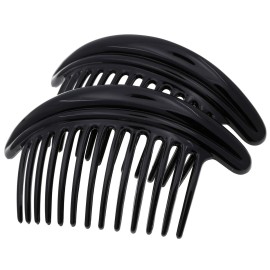 Camila Paris MP978/2 French Hair Side Combs, Black Curved Interlocking Combs French Twist Hair Combs, Strong Hold Hair Clips for Women Bun Chignon, Up-Do Styling Girls Hair Accessories Made in France