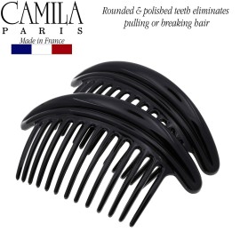 Camila Paris MP978/2 French Hair Side Combs, Black Curved Interlocking Combs French Twist Hair Combs, Strong Hold Hair Clips for Women Bun Chignon, Up-Do Styling Girls Hair Accessories Made in France Camila Paris MP978/2 French Hair Side Combs, Black Curved Interlocking Combs French Twist Hair Combs, Strong Hold Hair Clips for Women Bun Chignon, Up-Do Styling Girls Hair Accessories Made in France
