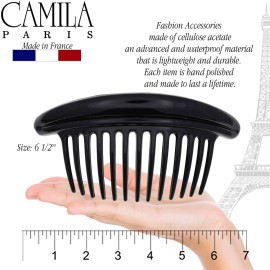 Camila Paris MP978/2 French Hair Side Combs, Black Curved Interlocking Combs French Twist Hair Combs, Strong Hold Hair Clips for Women Bun Chignon, Up-Do Styling Girls Hair Accessories Made in France Camila Paris MP978/2 French Hair Side Combs, Black Curved Interlocking Combs French Twist Hair Combs, Strong Hold Hair Clips for Women Bun Chignon, Up-Do Styling Girls Hair Accessories Made in France