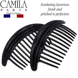 Camila Paris MP978/2 French Hair Side Combs, Black Curved Interlocking Combs French Twist Hair Combs, Strong Hold Hair Clips for Women Bun Chignon, Up-Do Styling Girls Hair Accessories Made in France Camila Paris MP978/2 French Hair Side Combs, Black Curved Interlocking Combs French Twist Hair Combs, Strong Hold Hair Clips for Women Bun Chignon, Up-Do Styling Girls Hair Accessories Made in France