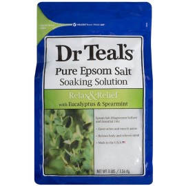 Dr Teal\'s Epsom Salt Bath Soaking Solution, Eucalyptus and Lavender, 2 Count, 3lb Bags - 6lbs Total Dr Teal\'s Epsom Salt Bath Soaking Solution, Eucalyptus and Lavender, 2 Count, 3lb Bags - 6lbs Total