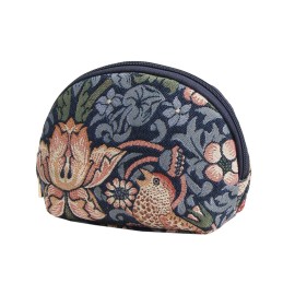 Signare Tapestry Cosmetic Bag Toiletry Makeup Bag for Women With William Morris Blue Strawberry Thief (COSM-STBL)