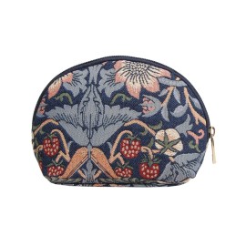 Signare Tapestry Cosmetic Bag Toiletry Makeup Bag for Women With William Morris Blue Strawberry Thief (COSM-STBL)