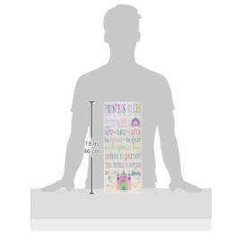 The Kids Room by Stupell Princess Rules with Castle and Carriage Rectangle Wall Plaque, 7 x 0.5 x 17, Proudly Made in USA