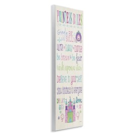 The Kids Room by Stupell Princess Rules with Castle and Carriage Rectangle Wall Plaque, 7 x 0.5 x 17, Proudly Made in USA
