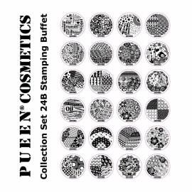 PUEEN Nail Art Stamp Collection Set 24B - STAMPING BUFFET - NEW INVENTION Set of 24 All You Can Stamp Full Size Stamping Image Plates Manicure DIY (Infinite Images With Your Creativity) Now with