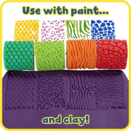 READY 2 LEARN Paint and Clay Animal Rockers - Set of 4 - Ages 2+ - Easy to Grip Arts and Crafts Stampers for Kids - DIY Textures and Patterns