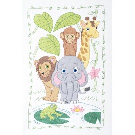 Jack Dempsey Jungle Crib Quilt Top, White