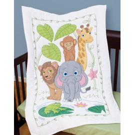 Jack Dempsey Jungle Crib Quilt Top, White