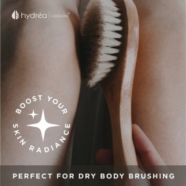 Hydrea London Dry Body Brush -Short Handle Premium Exfoliating Dry Skin Brush with Natural Bristle, FSC Certified Beechwood.