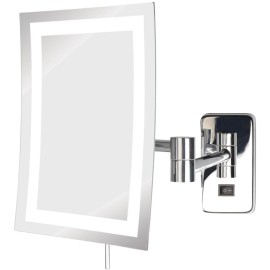 JERDON Wall Mount Makeup Mirror with 5X Magnification - 8.75 x 6.5 Rectangular Design Extends 15.5 from The Wall - Chrome Finish - Direct Wire Only - Model JRT710CLD