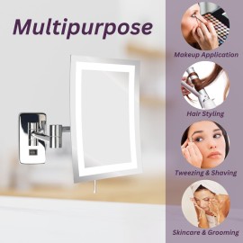JERDON Wall Mount Makeup Mirror with 5X Magnification - 8.75 x 6.5 Rectangular Design Extends 15.5 from The Wall - Chrome Finish - Direct Wire Only - Model JRT710CLD JERDON Wall Mount Makeup Mirror with 5X Magnification - 8.75 x 6.5 Rectangular Design Extends 15.5 from The Wall - Chrome Finish - Direct Wire Only - Model JRT710CLD