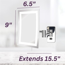 JERDON Wall Mount Makeup Mirror with 5X Magnification - 8.75 x 6.5 Rectangular Design Extends 15.5 from The Wall - Chrome Finish - Direct Wire Only - Model JRT710CLD JERDON Wall Mount Makeup Mirror with 5X Magnification - 8.75 x 6.5 Rectangular Design Extends 15.5 from The Wall - Chrome Finish - Direct Wire Only - Model JRT710CLD