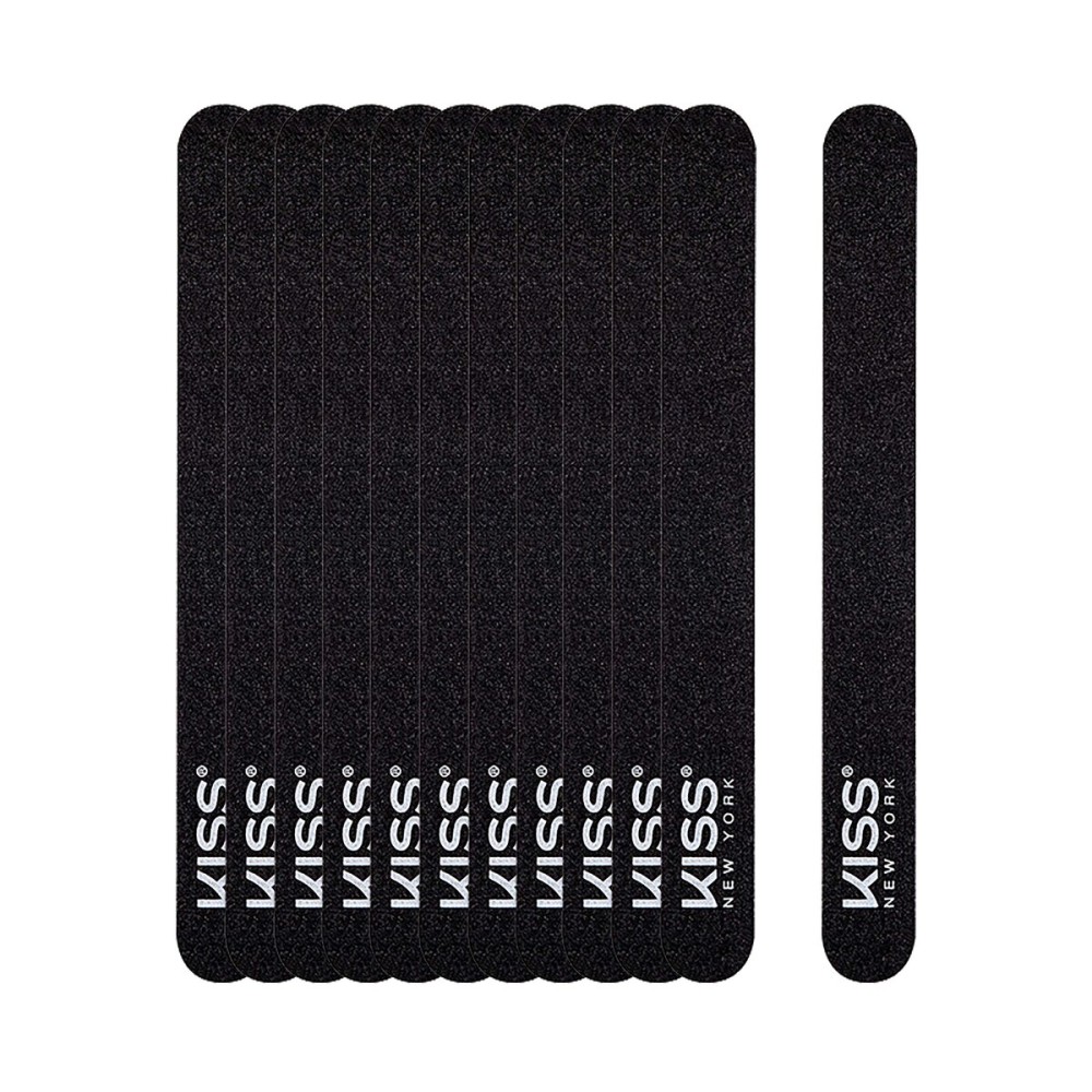 KISS Nail Files Black on Black (12 pieces) Files & Smooths Natural and Artificial Nails