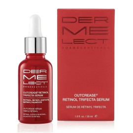 Dermelect Cosmeceuticals Outcrease Retinol Trifecta Serum for Face Anti Aging Serum, 3 types of Retinol, Vitamin E Hydrating & Smoothing Treatment for Pores, Sun Damage Fine Lines & Wrinkles 1.0 fl oz