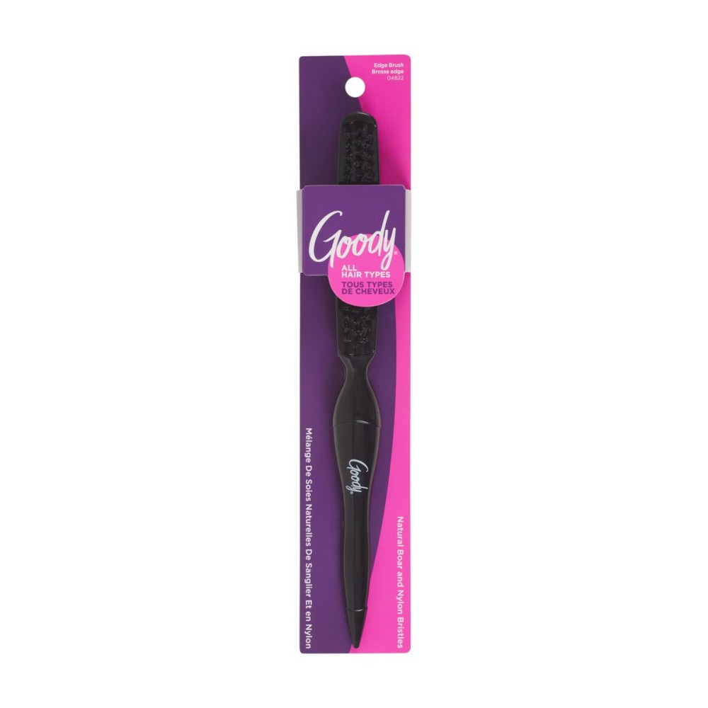 Goody Shine On Boar Edge Brush, Boar Bristle with Long Sectioning Tail, Smoothens Fly-Aways, Use as a Styling Brush, All Hair Types, Textures & Styles, Black