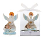 Lunaura Religious Keepsake - Set of 12Boy Baby Laying in Basket with Dove and Candle Favors - Blue