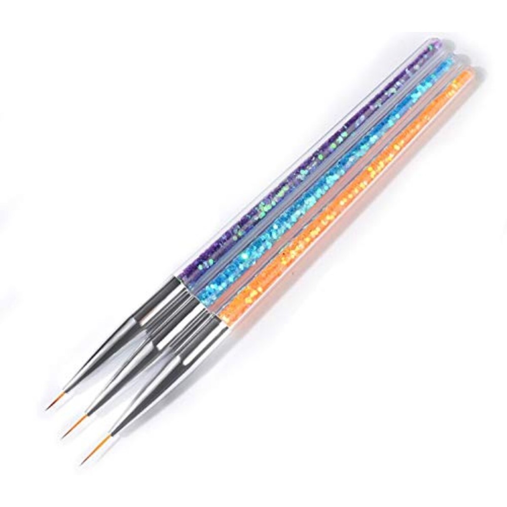 BNP 3Pcs/set Nail Art Line Brush Glitters Acrylic Ultra-thin Liner Drawing Painting Pen Flower Stripes Nail Art Manicure Tools