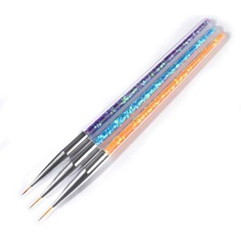 BNP 3Pcs/set Nail Art Line Brush Glitters Acrylic Ultra-thin Liner Drawing Painting Pen Flower Stripes Nail Art Manicure Tools
