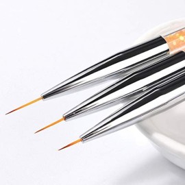 BNP 3Pcs/set Nail Art Line Brush Glitters Acrylic Ultra-thin Liner Drawing Painting Pen Flower Stripes Nail Art Manicure Tools