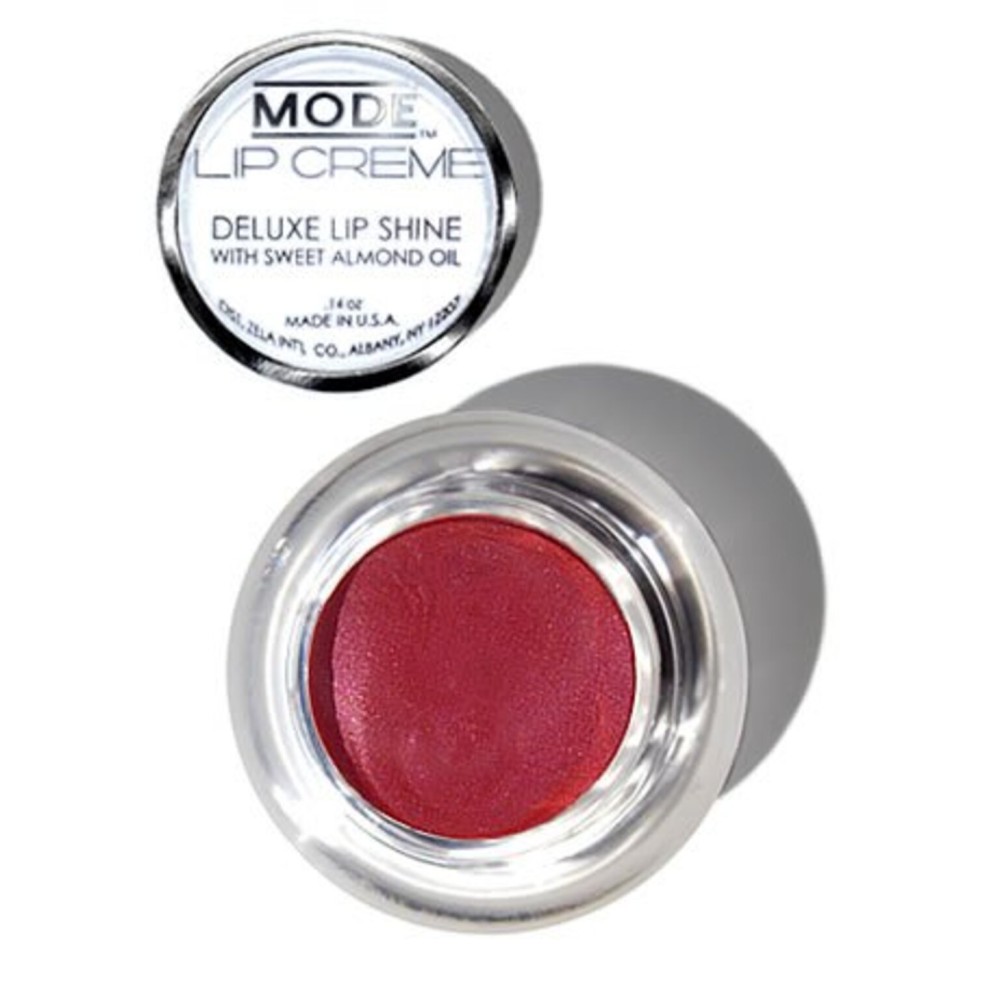 MODE Lip Creme Deluxe Shine Lip Gloss Pot Pearly Raspberry Wine FEMME FATALE Long Lasting Ultra Creamy Color, Hydrating Sweet Almond Oil, Conditioning Organic Shea Butter