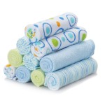 Spasilk Washcloth Wipes Set for Newborn Boys and Girls, Soft Terry Washcloth Set, Pack of 10, Blue Circles