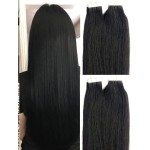 Hair Faux You 18 inch Tape in Hair Extensions Real Human Hair, 100g,40pcs, Glue in Extensions, Silky Straight Remy Hair Color  1 Jet Black
