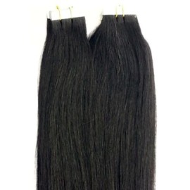 Hair Faux You 18 inch Tape in Hair Extensions Real Human Hair, 100g,40pcs, Glue in Extensions, Silky Straight Remy Hair Color  1 Jet Black