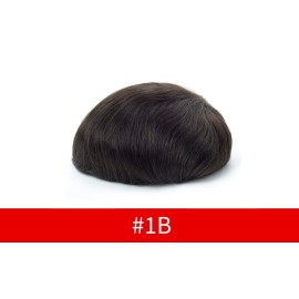 Lordhair Toupee for Men with 100% Human Hair, 0.08mm Natural Skin Hair Pieces Replacement for Men Base Size 8x10 inch Mens Toupee V-looped Hair System 1B