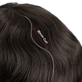 Lordhair Toupee for Men with 100% Human Hair, 0.08mm Natural Skin Hair Pieces Replacement for Men Base Size 8x10 inch Mens Toupee V-looped Hair System 1B