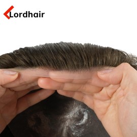 Lordhair Toupee for Men with 100% Human Hair, 0.08mm Natural Skin Hair Pieces Replacement for Men Base Size 8x10 inch Mens Toupee V-looped Hair System Dark Light Brown 3 Lordhair Toupee for Men with 100% Human Hair, 0.08mm Natural Skin Hair Pieces Replacement for Men Base Size 8x10 inch Mens Toupee V-looped Hair System Dark Light Brown 3