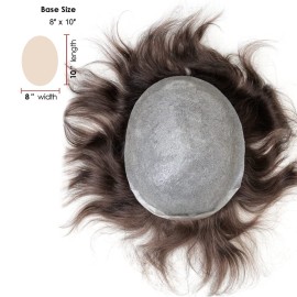 Lordhair Toupee for Men with 100% Human Hair, 0.08mm Natural Skin Hair Pieces Replacement for Men Base Size 8x10 inch Mens Toupee V-looped Hair System Medium Bark Brown 4 Lordhair Toupee for Men with 100% Human Hair, 0.08mm Natural Skin Hair Pieces Replacement for Men Base Size 8x10 inch Mens Toupee V-looped Hair System Medium Bark Brown 4