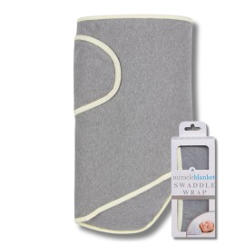 Miracle Blanket Swaddle Wrap - Help Your Newborn Sleep Longer - Soft & Secure Sleep Sack for Infants - Easy-to-Use Swaddling Blanket for a Calm Baby (Grey with Yellow Trim)