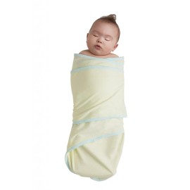 Miracle Blanket Swaddle Wrap - Help Your Newborn Sleep Longer - Soft & Secure Sleep Sack for Infants - Easy-to-Use Swaddling Blanket for a Calm Baby (Grey with Yellow Trim)