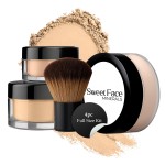 4pc Full Size Kit (Warm Shade) Mineral Makeup Matte Translucent Loose Foundation + Kabuki Brush + Concealer + Finishing Setting Powder + Bare Face Full Coverage SPF 30 All Skin Types Waterproof