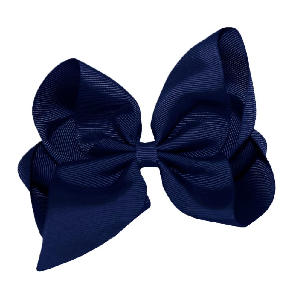 WD2U Girls 6 Classic Style Large Boutique Grosgrain Hair Bow Alligator Clip Navy Blue